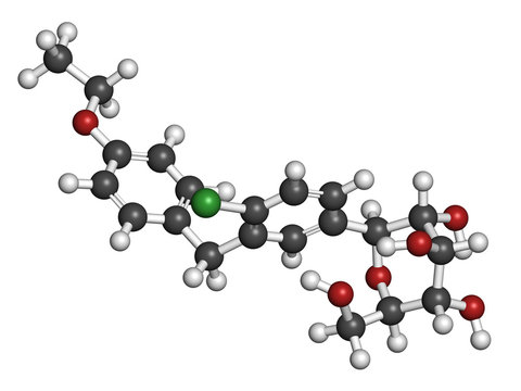 Dapagliflozin diabetes drug molecule. 