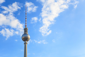 "Fernsehturm" or Berlin TV tower with sky copy space © Noppasinw