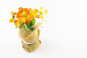 plastic flower in bloom pot