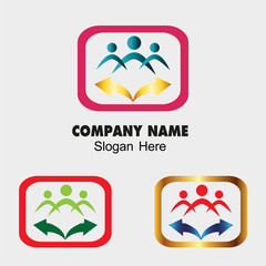 Dynamic abstract person symbol teamwork with arrow