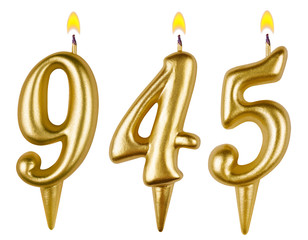 candles number nine hundred forty-five isolated on white