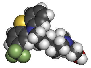 Fluphenazine antipsychotic drug molecule.