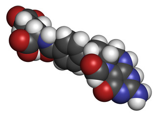 Folinic acid (leucovorin) drug molecule.