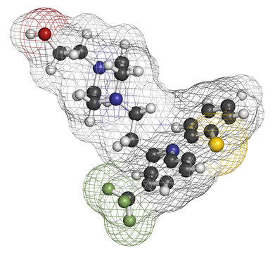 Fluphenazine antipsychotic drug molecule.