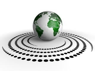 globe and spiral dots