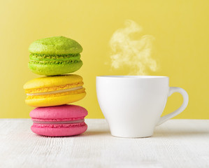 Macaron and cup of coffee