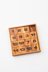 Wooden Brain Teaser on White Background