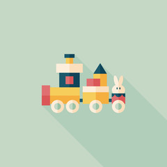 Train toy flat icon with long shadow,EPS 10