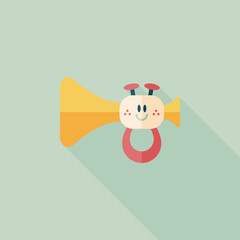 trumpet or horn toy flat icon with long shadow,eps10