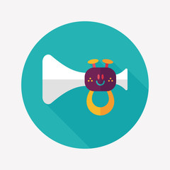 trumpet or horn toy flat icon with long shadow,eps10