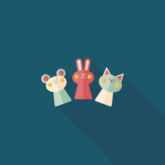 hand puppet flat icon with long shadow,eps10