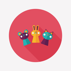 hand puppet flat icon with long shadow,eps10
