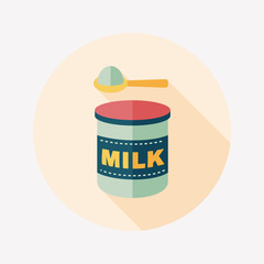 Powdered milk dairy food flat icon with long shadow,eps 10