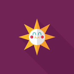 sun flat icon with long shadow