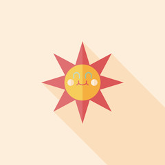 sun flat icon with long shadow