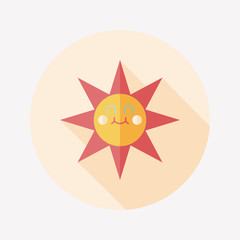 sun flat icon with long shadow