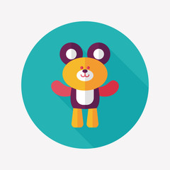 teddy bear flat icon with long shadow