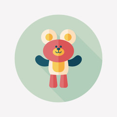 teddy bear flat icon with long shadow