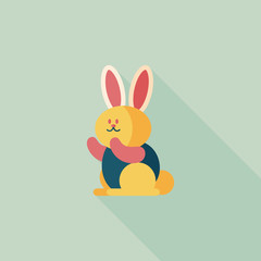 Rabbit flat icon with long shadow,eps 10