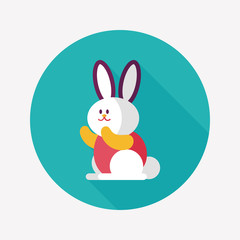 Rabbit flat icon with long shadow,eps 10