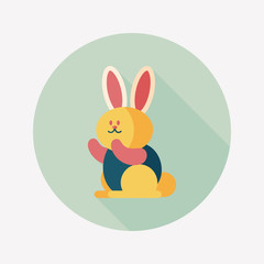 Rabbit flat icon with long shadow,eps 10