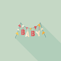 BABY party flat icon with long shadow,eps 10