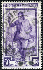 stamp printed in Italy shows Shepherd and Flock, Sardegna