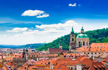 Obraz premium view of Prague city from hill