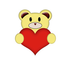 Teddy holding a red heart