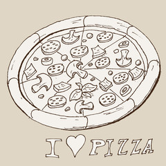 Hand drawing pizza