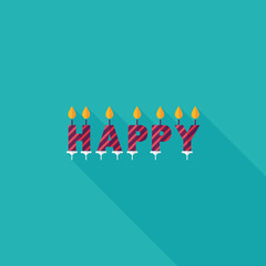 Birthday candles flat icon with long shadow,eps10