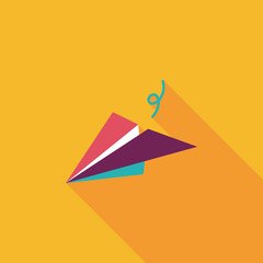 paper airplane flat icon with long shadow