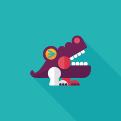 crocodile toy flat icon with long shadow,eps10