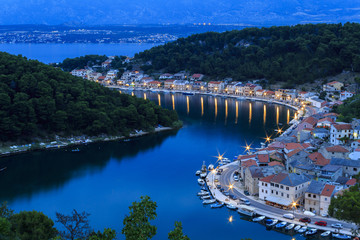 Night photo of Dalmatian, fishermans town of Novigrad, Croatia
