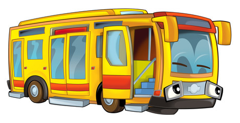 Happy cartoon bus - illustration for the children © honeyflavour