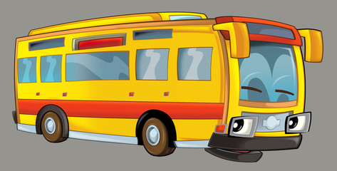 Happy cartoon bus - illustration for the children © honeyflavour