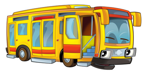 Happy cartoon bus - illustration for the children © honeyflavour