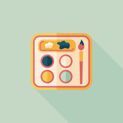 Art palette with paint brush flat icon with long shadow,eps 10
