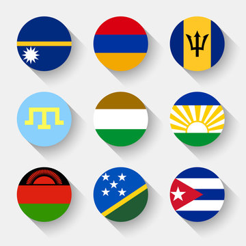 Flags of the world, round buttons