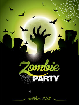 Vector illustration on a Halloween Zombie Party theme