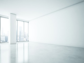White interior with big blank wall