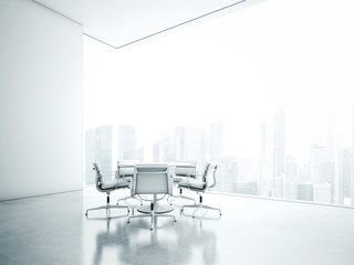 Meeting room with panoramic city view