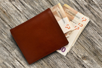 leather wallet with money