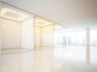 Blank office interior with big windows