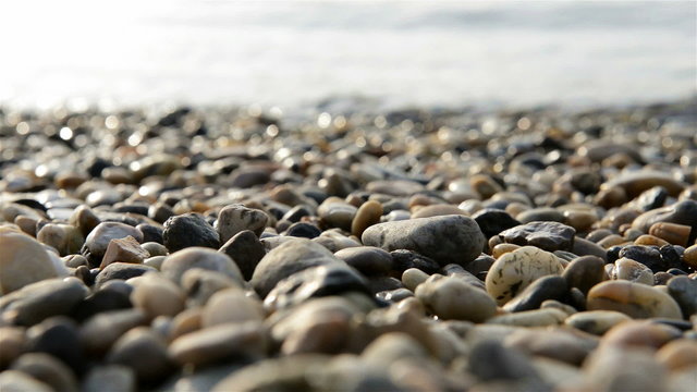 Sea polished rocks closeup