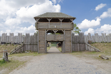 Wooden tower above the gates