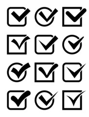 Vector Confirm Icons Set, Square and Round Cells
