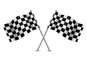 Two Crossed Checkered Flags, Vector Illustration