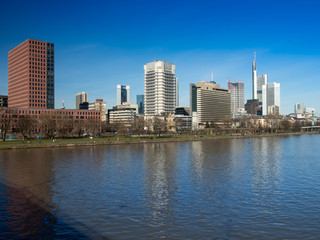 Fototapeta na wymiar Skyline of business buildings at the river Main, Frankfurt, Germ