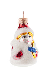 Snow-maiden christmas decoration ball isolated on white